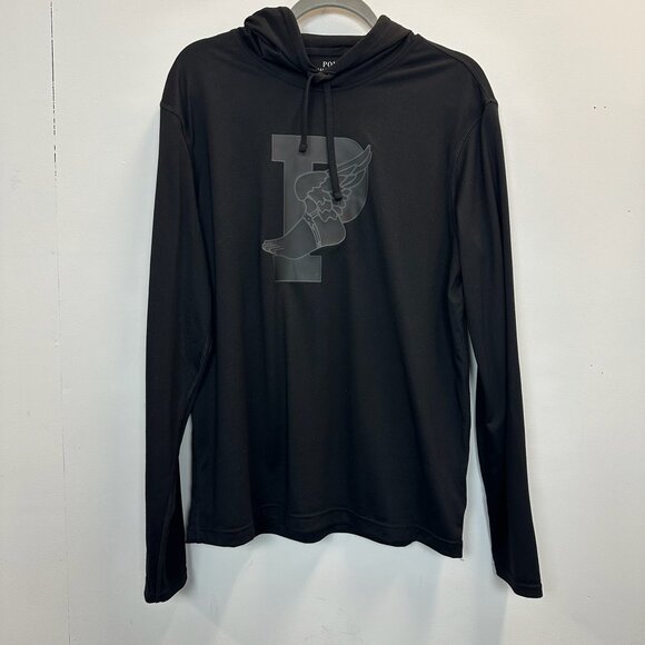 Polo Ralph Lauren P Wing Performance Black Hooded Long Sleeve T Shirt Medium - Picture 3 of 16
